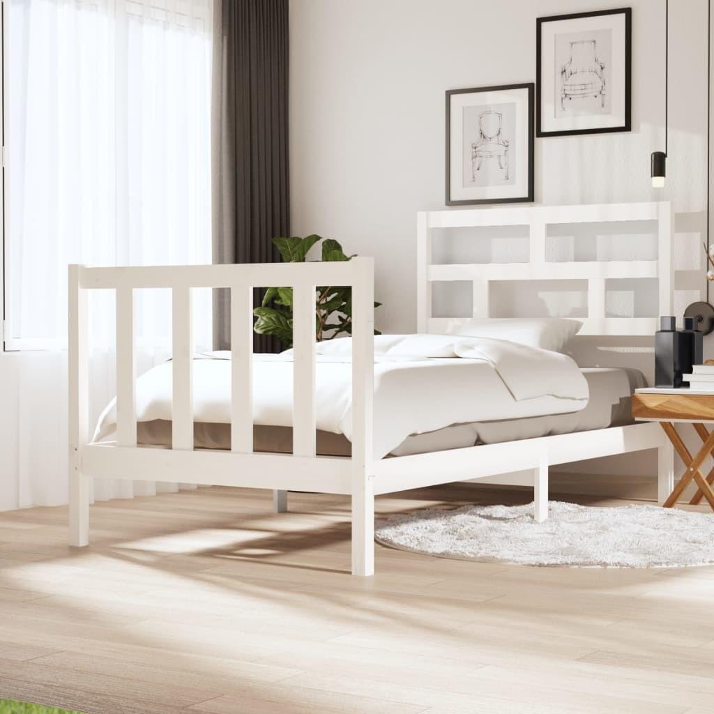 Sengeramme 75x190 cm Small Single massivt fyrretræ hvid