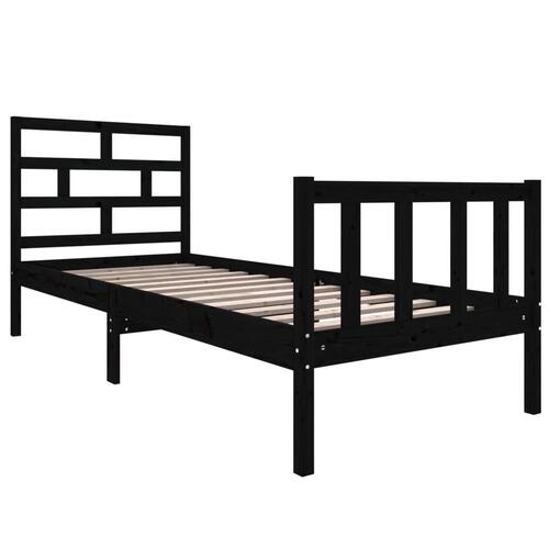 Sengeramme 75x190 cm Small Single massivt fyrretræ sort