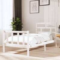 Sengeramme 90x190 cm Single massivt fyrretræ hvid