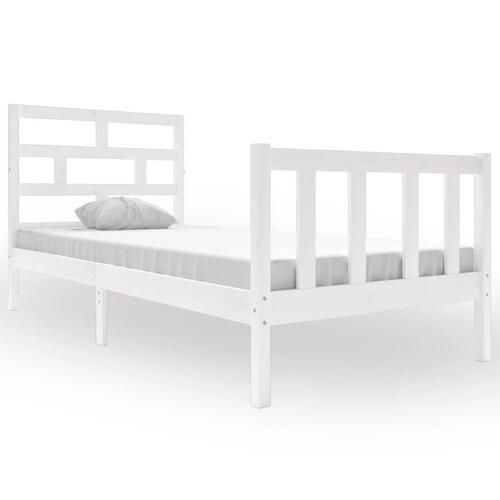 Sengeramme 90x190 cm Single massivt fyrretræ hvid