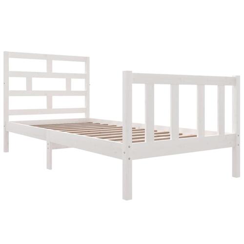 Sengeramme 90x190 cm Single massivt fyrretræ hvid