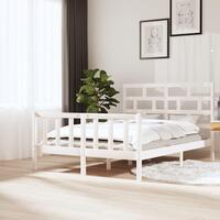 Sengeramme 150x200 cm King Size massivt fyrretræ hvid