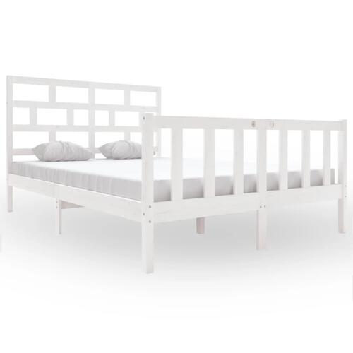 Sengeramme 150x200 cm King Size massivt fyrretræ hvid