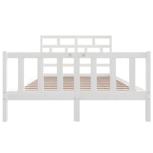 Sengeramme 150x200 cm King Size massivt fyrretræ hvid
