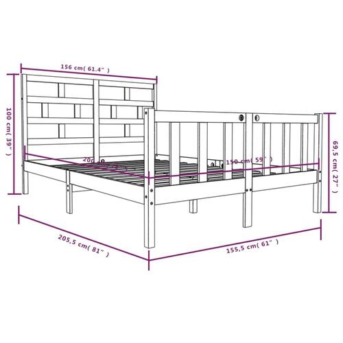 Sengeramme 150x200 cm King Size massivt fyrretræ hvid