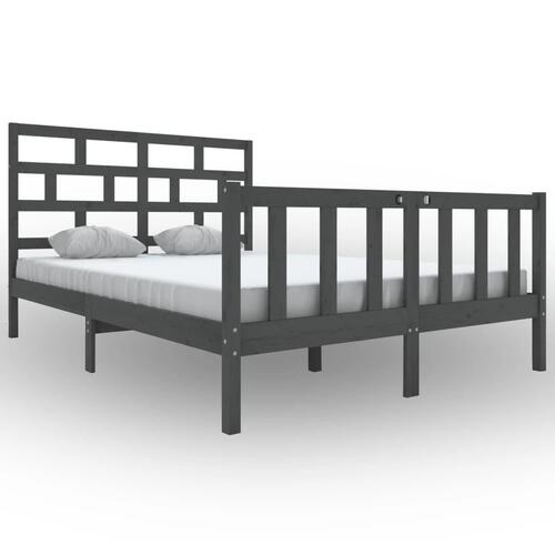 Sengeramme 150x200 cm King Size massivt fyrretræ grå