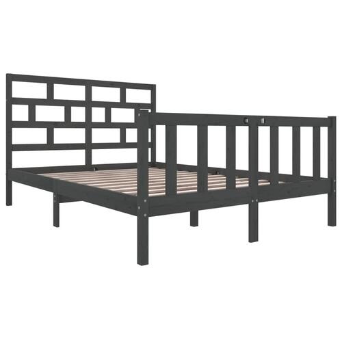 Sengeramme 150x200 cm King Size massivt fyrretræ grå