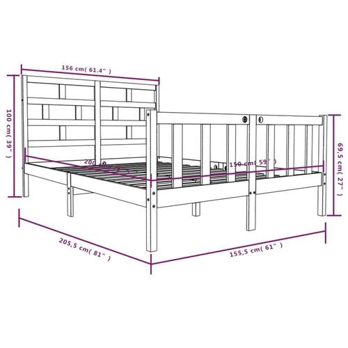 Sengeramme 150x200 cm King Size massivt fyrretræ grå