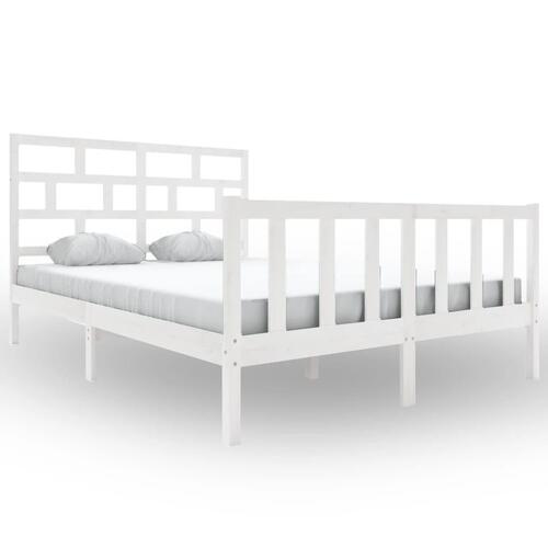 Sengeramme 160x200 cm King Size massivt træ hvid