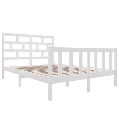 Sengeramme 160x200 cm King Size massivt træ hvid