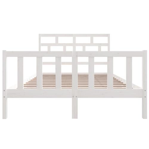 Sengeramme 160x200 cm King Size massivt træ hvid