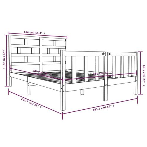 Sengeramme 160x200 cm King Size massivt træ hvid