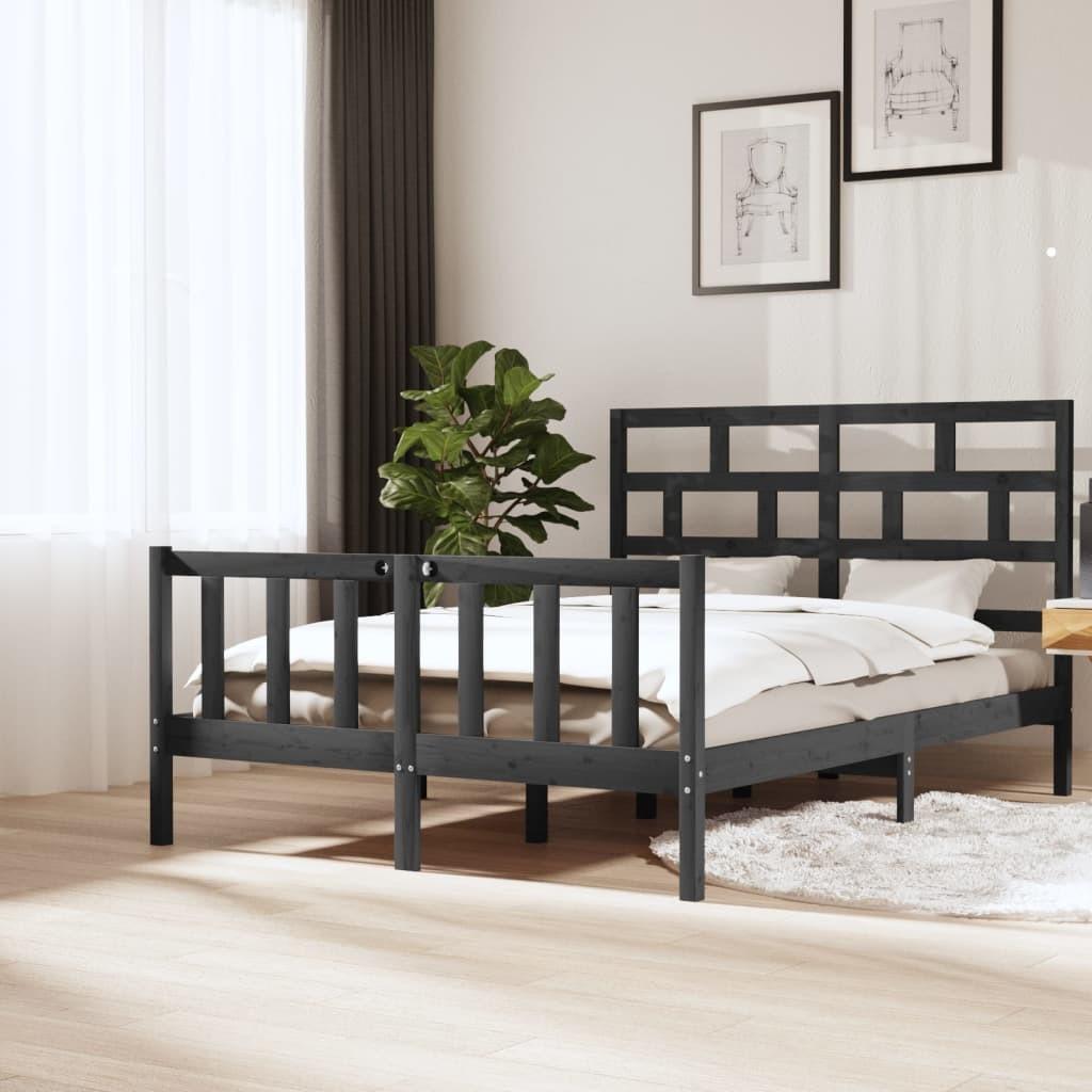 Sengeramme 160x200 cm massivt træ grå
