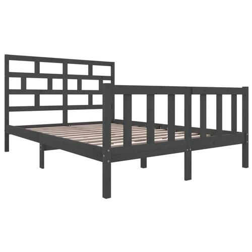 Sengeramme 160x200 cm massivt træ grå