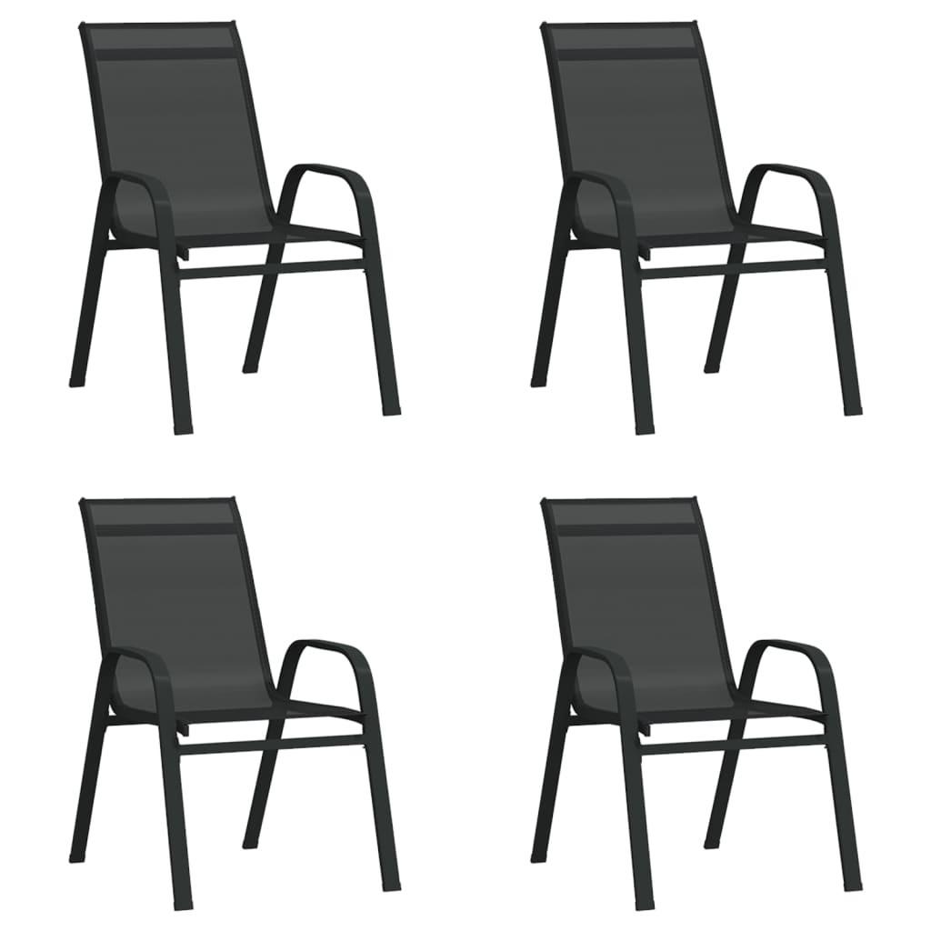 Stabelbare havestole 4 stk. textilene sort