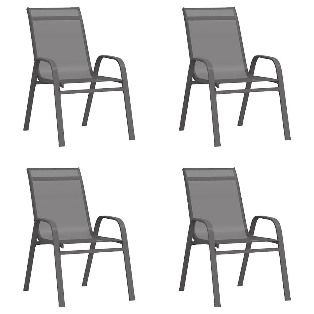 Stabelbare havestole 4 stk. textilene grå