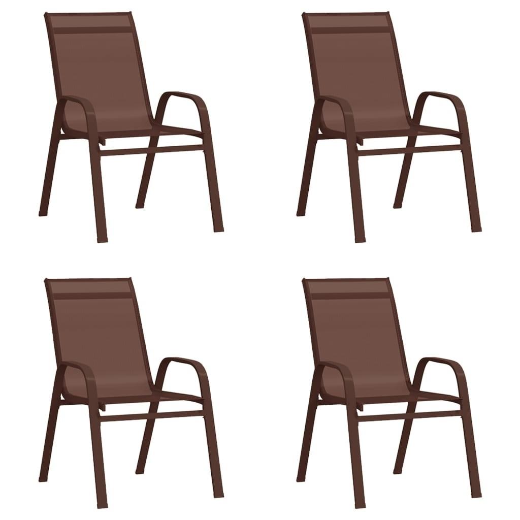 Stabelbare havestole 4 stk. textilene brun