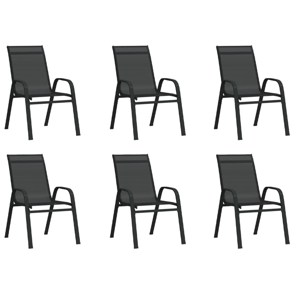 Stabelbare havestole 6 stk. textilene sort
