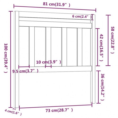 Sengegærde 81 × 4 × 100 cm - massivt fyrretræ (ubehandlet)