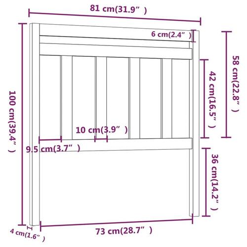 Sengegærde 81x4x100 cm massivt fyrretræ gyldenbrun