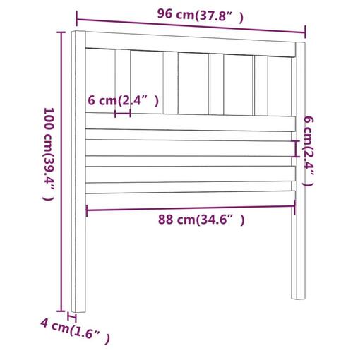 Sengegærde 96x4x100 cm massivt fyrretræ sort