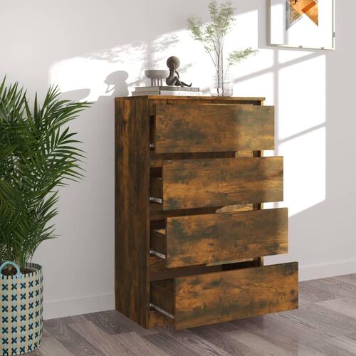 Kommode 60x35x98,5 cm konstrueret træ røget egetræsfarve