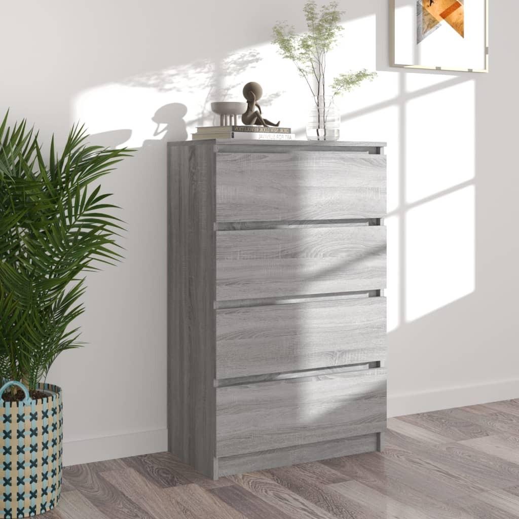 Kommode 60x35x98,5 cm konstrueret træ grå sonoma-eg