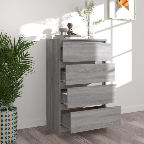 Kommode 60x35x98,5 cm konstrueret træ grå sonoma-eg