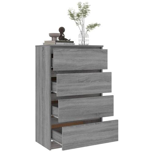Kommode 60x35x98,5 cm konstrueret træ grå sonoma-eg