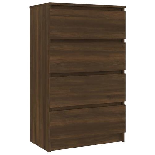 Kommode 60x35x98,5 cm konstrueret træ brun egetræsfarve