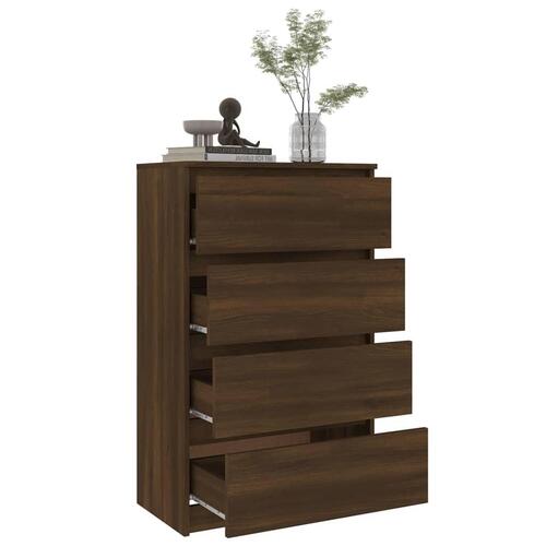 Kommode 60x35x98,5 cm konstrueret træ brun egetræsfarve