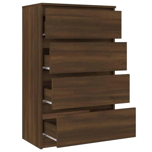 Kommode 60x35x98,5 cm konstrueret træ brun egetræsfarve