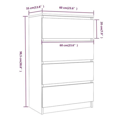 Kommode 60x35x98,5 cm konstrueret træ brun egetræsfarve