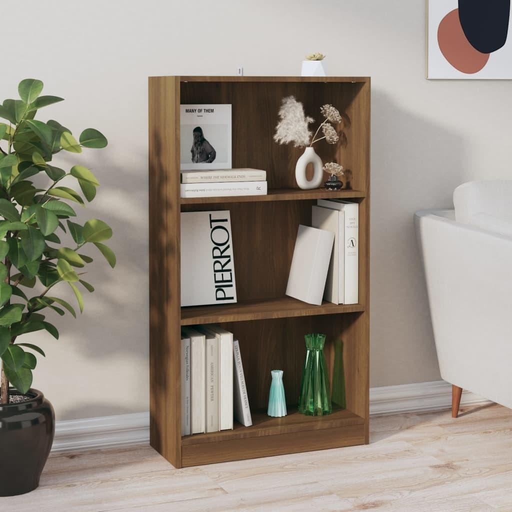 Bogreol 60x24x109 cm konstrueret træ brun egetræsfarve