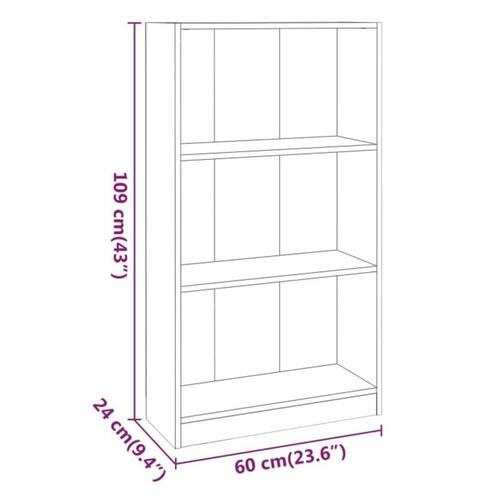 Bogreol 60x24x109 cm konstrueret træ brun egetræsfarve