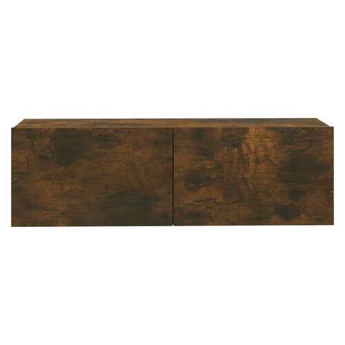 Væghængt tv-bord 100x30x30 cm konstrueret træ røget egetræ