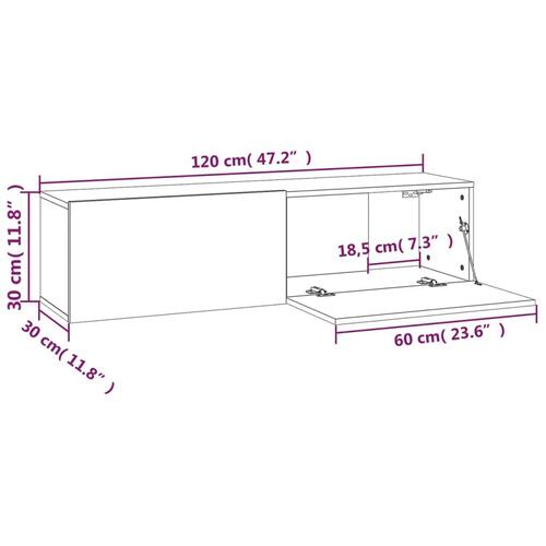 Væghængt tv-bord 120x30x30 cm konstrueret træ røget egetræ