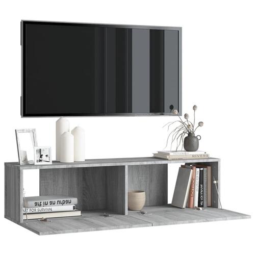 Væghængt tv-bord 120x30x30 cm konstrueret træ grå sonoma-eg