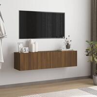 Væghængt tv-bord 120x30x30 cm konstrueret træ brunt egetræ