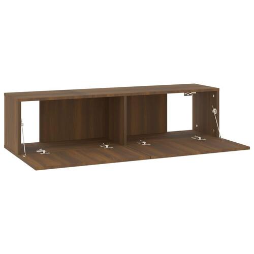 Væghængt tv-bord 120x30x30 cm konstrueret træ brunt egetræ