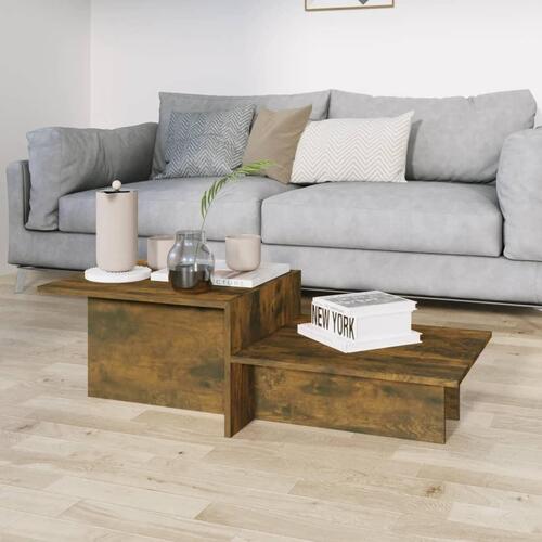 Sofabord 111,5x50x33 cm konstrueret træ røget egetræsfarve