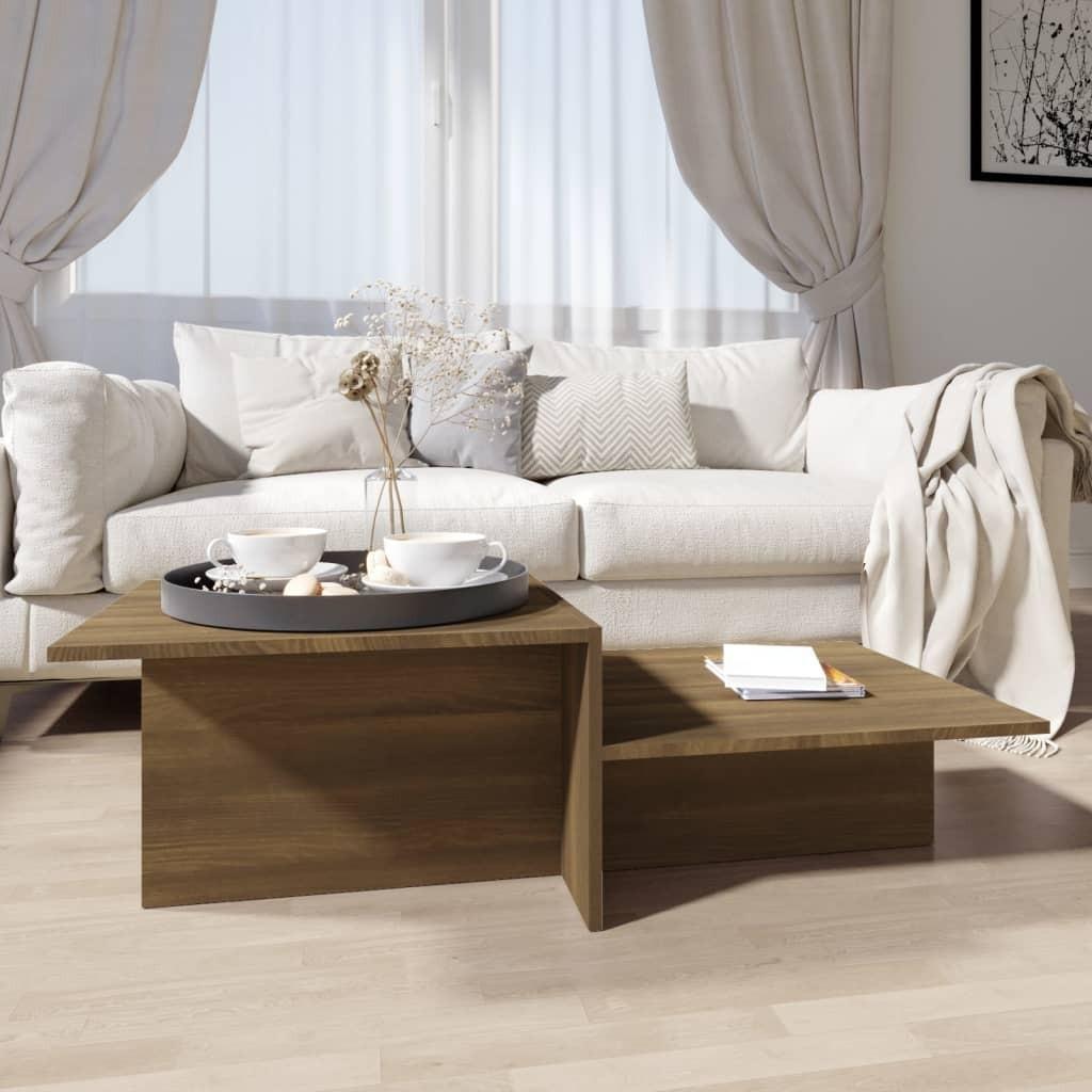 Sofabord 111,5x50x33 cm konstrueret træ brun egetræ
