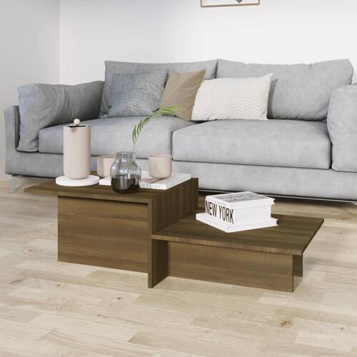 Sofabord 111,5x50x33 cm konstrueret træ brun egetræ