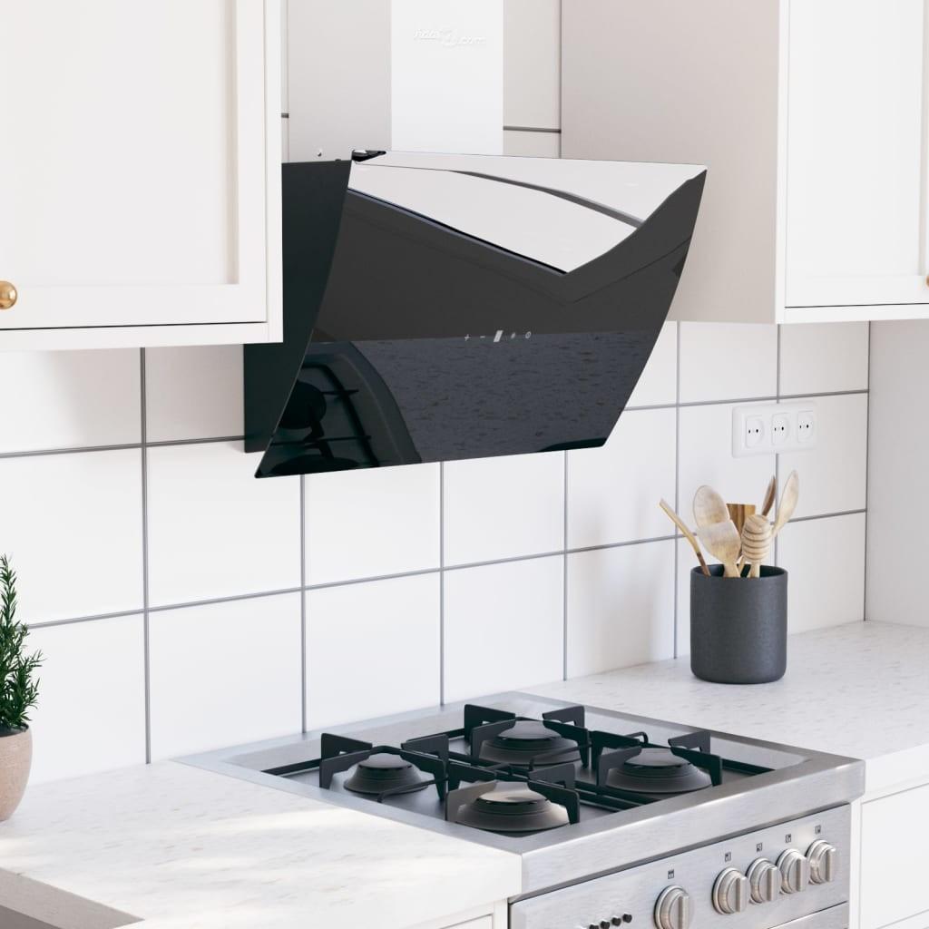 Væghængt emhætte 60 cm stål og hærdet glas sort