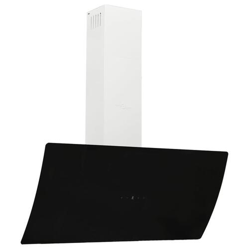 Væghængt emhætte 90 cm stål og hærdet glas sort