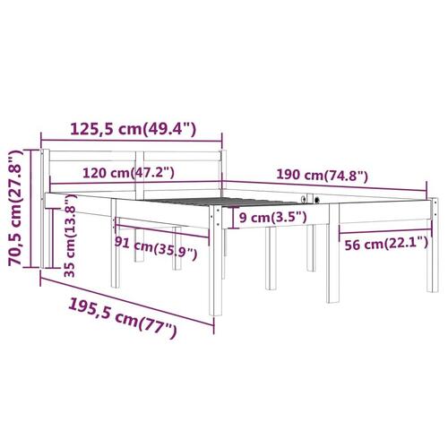 Sengeramme 120x190 cm dobbeltseng massivt fyrretræ