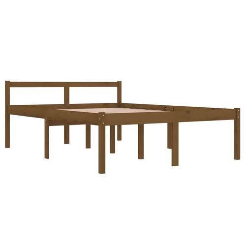 Seniorseng 140x190 cm massivt fyrretræ honningbrun
