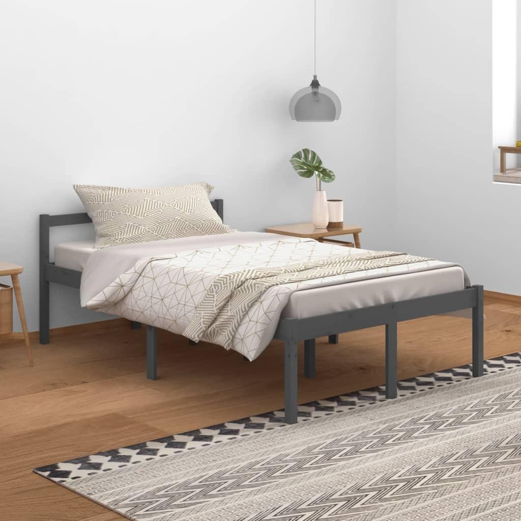 Seniorseng 120x200 cm massivt fyrretræ grå