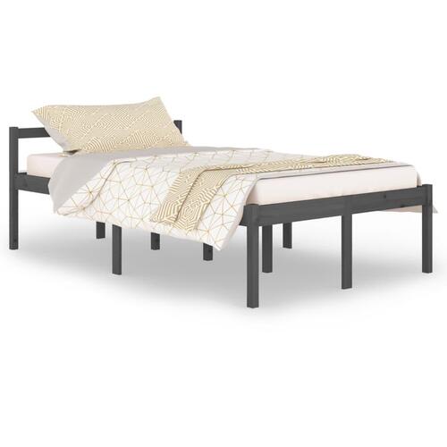 Seniorseng 120x200 cm massivt fyrretræ grå