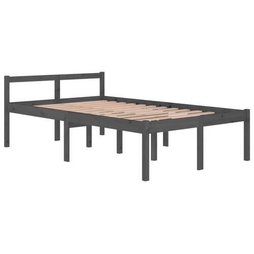 Seniorseng 120x200 cm massivt fyrretræ grå